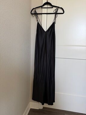 VS Black Satin Slip Dress with thin Straps
